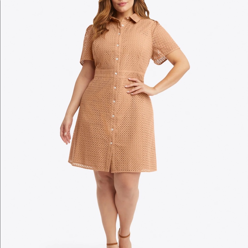 Draper James Camel Faith Shirtdress in Eyelet